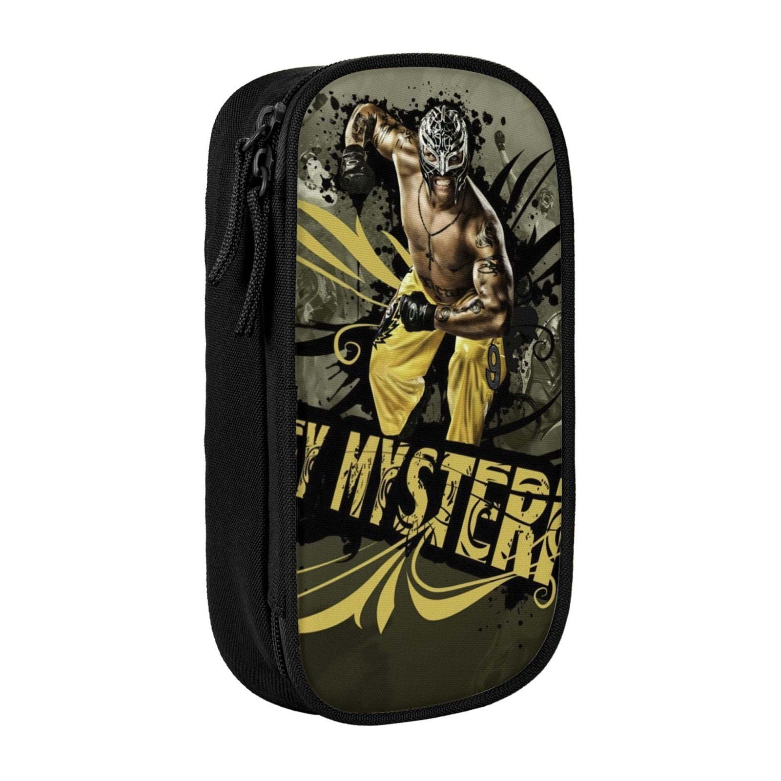 W-We Rey Mysterio Pencil Case With Dual Zipper Compartments, Multifunctional Storage Organizer With Inner Pockets And Pen Slots, Compact Pencil Pouch For Travel, Office, Daily Use