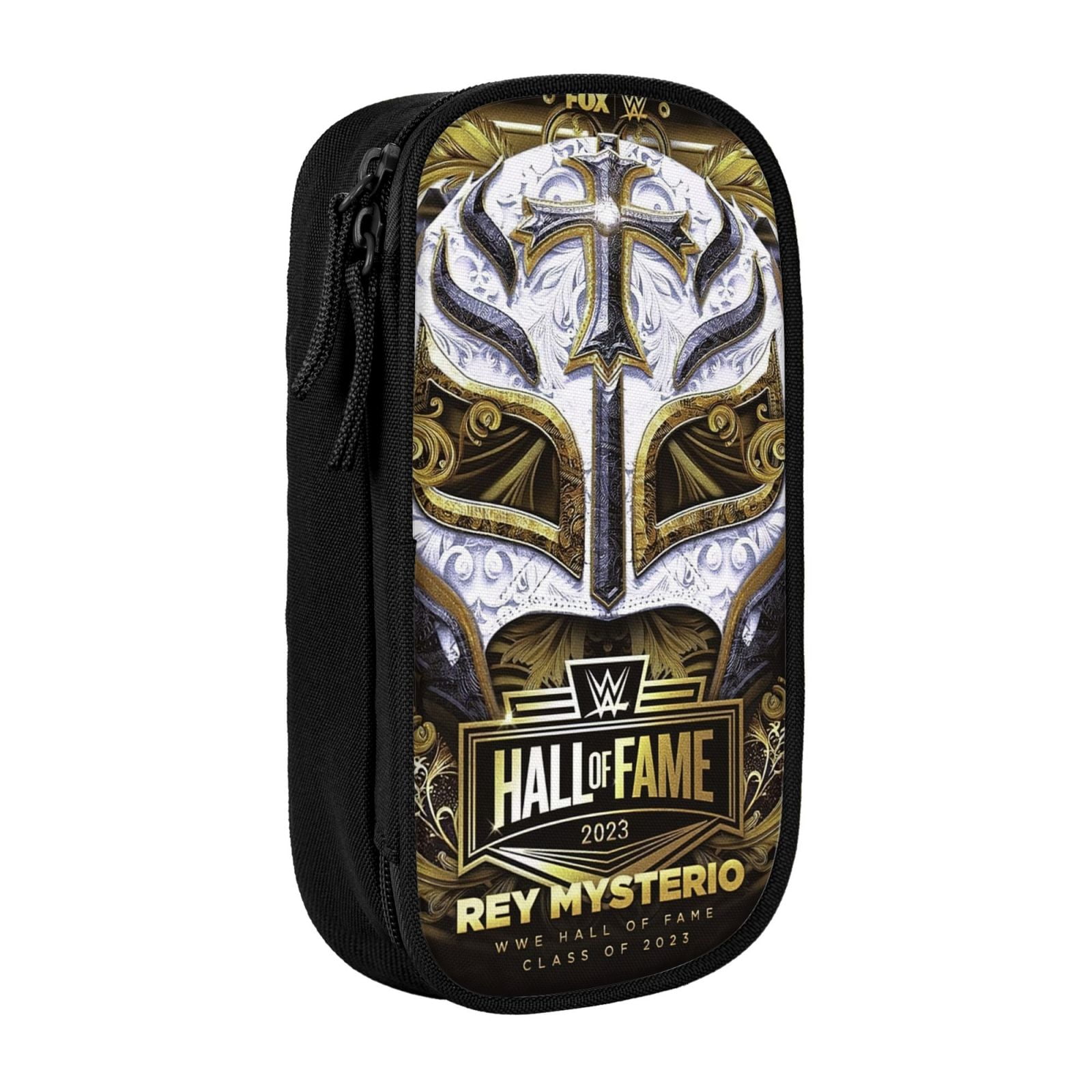 W-We Rey Mysterio Pencil Case With Dual Zipper Compartments, Multifunctional Storage Organizer With Inner Pockets And Pen Slots, Compact Pencil Pouch For Travel, Office, Daily Use