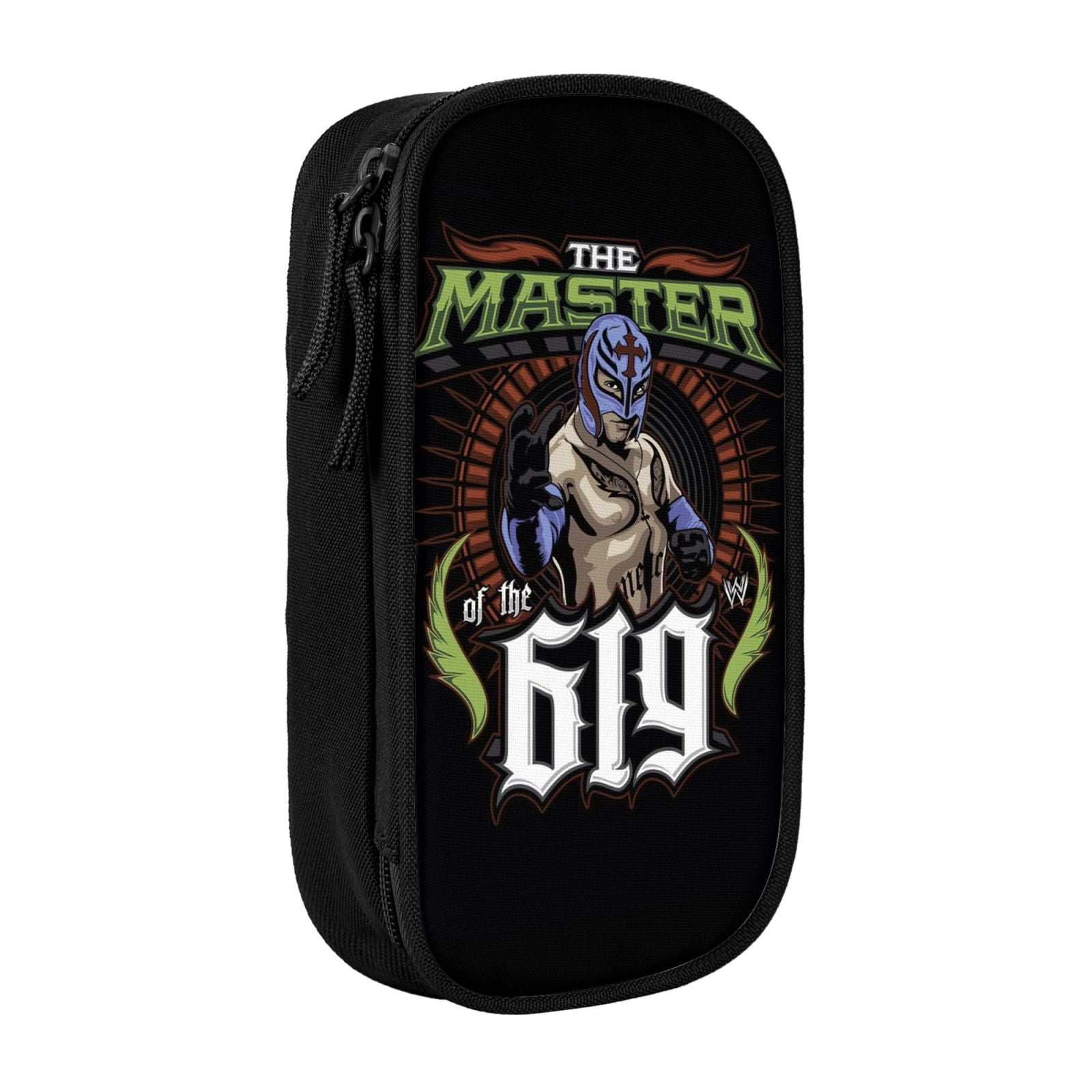 W-We Rey Mysterio Pencil Case With Dual Zipper Compartments, Multifunctional Storage Organizer With Inner Pockets And Pen Slots, Compact Pencil Pouch For Travel, Office, Daily Use