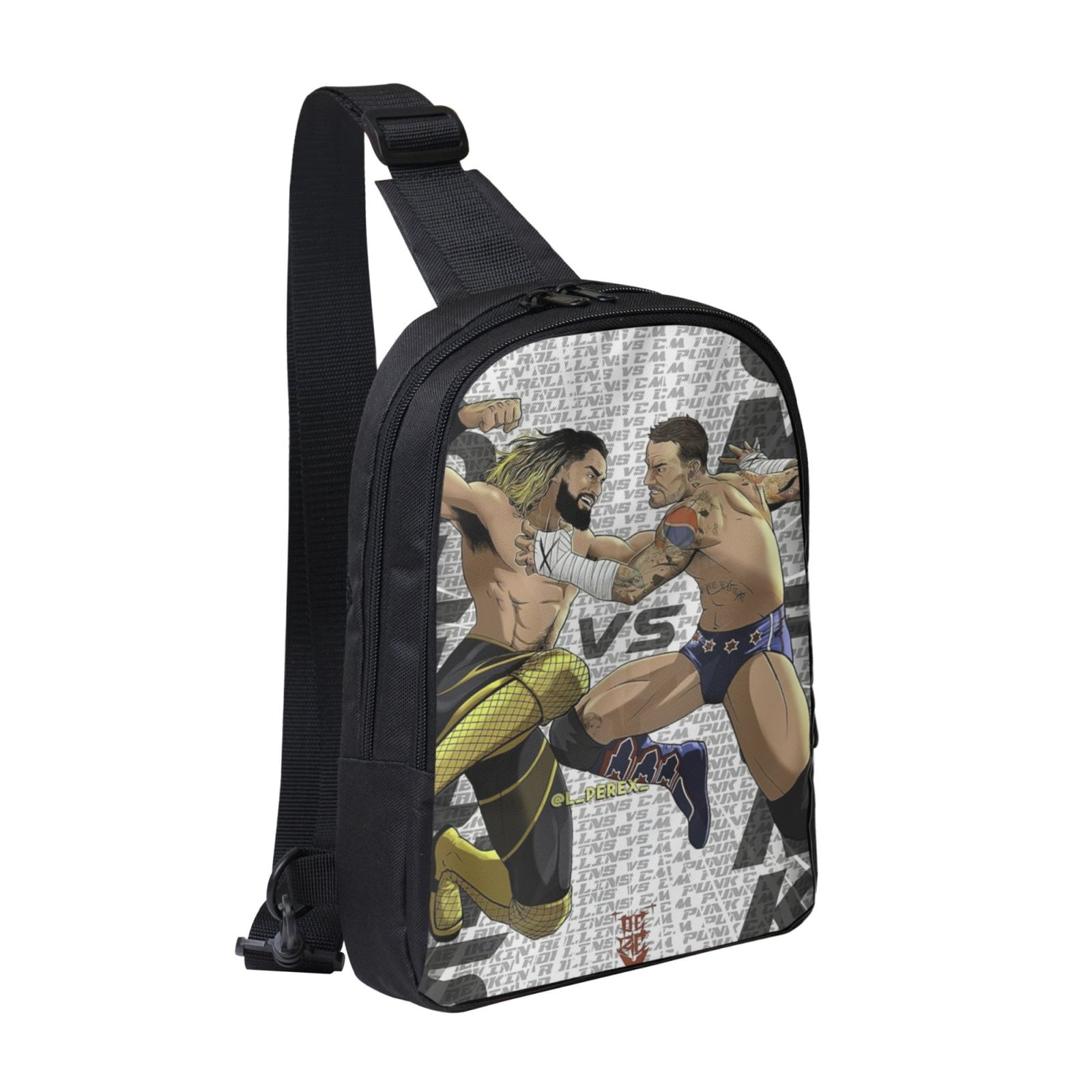 W-We Seth Rollins Crossbody Sling Bag With Dual Zipper Compartments, Hiking Daypack Shoulder Bag, Water-Resistant Chest Bag Lightweight Small Bag For Daily Use, Travel, Running, Sports