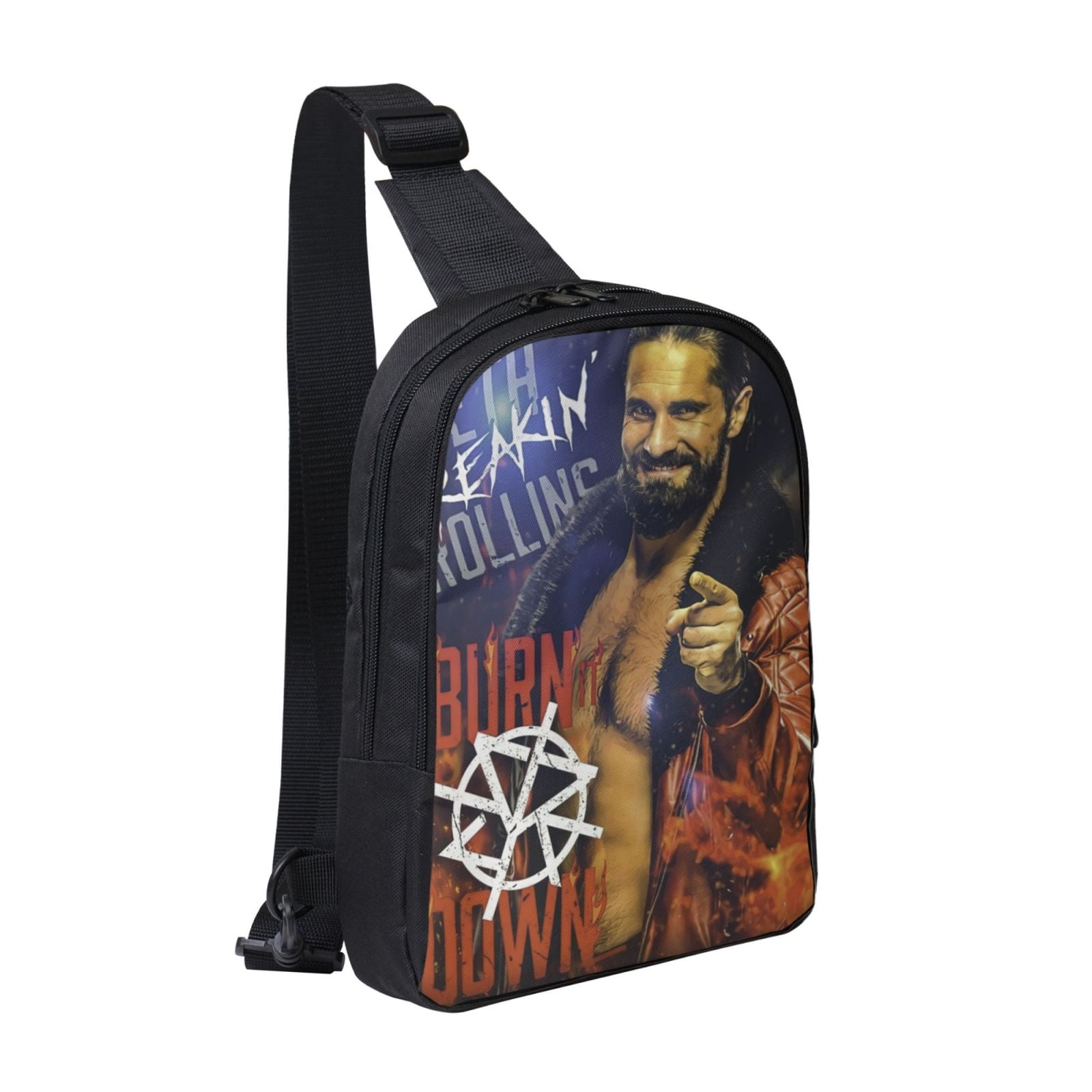 W-We Seth Rollins Crossbody Sling Bag With Dual Zipper Compartments, Hiking Daypack Shoulder Bag, Water-Resistant Chest Bag Lightweight Small Bag For Daily Use, Travel, Running, Sports