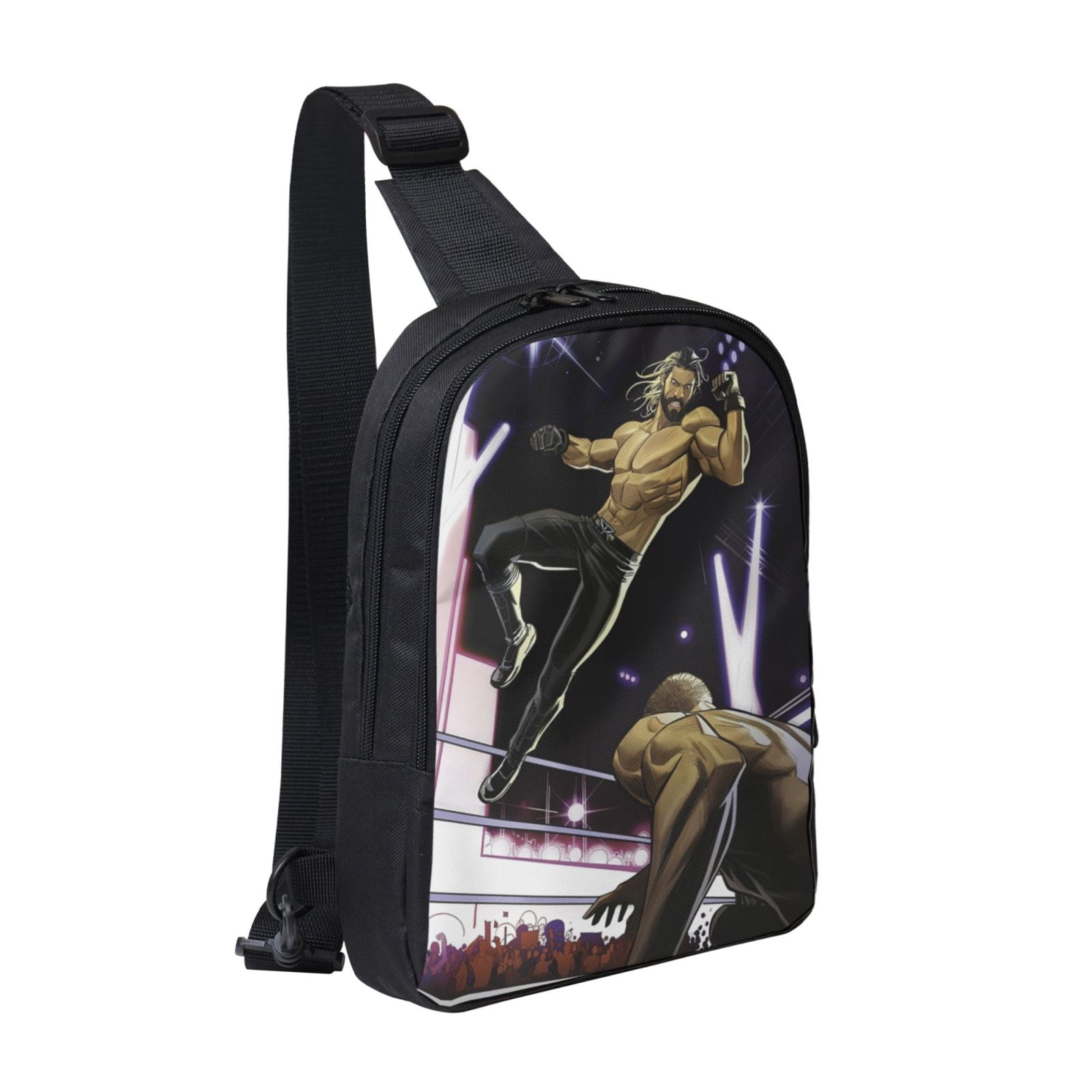 W-We Seth Rollins Crossbody Sling Bag With Dual Zipper Compartments, Hiking Daypack Shoulder Bag, Water-Resistant Chest Bag Lightweight Small Bag For Daily Use, Travel, Running, Sports