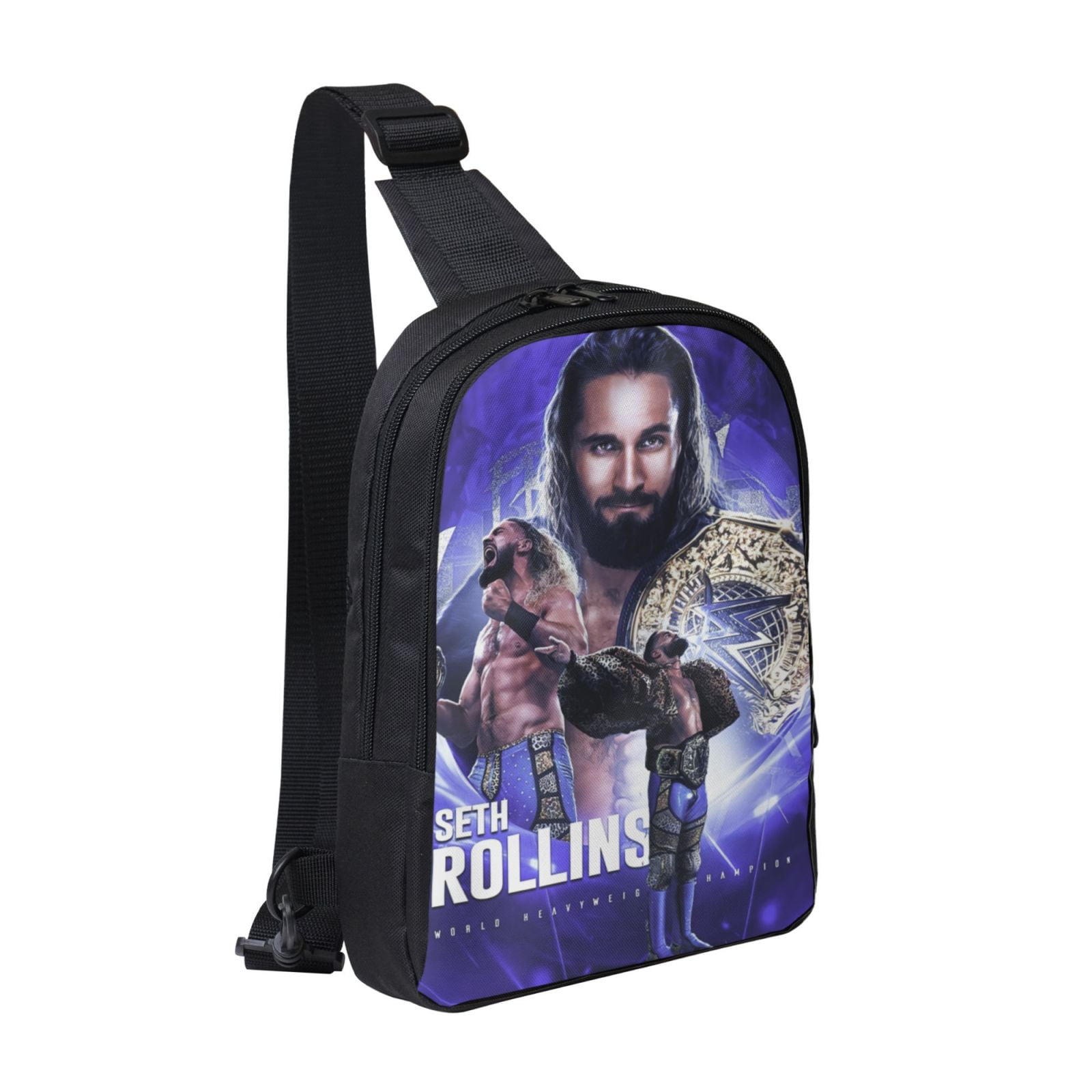 W-We Seth Rollins Crossbody Sling Bag With Dual Zipper Compartments, Hiking Daypack Shoulder Bag, Water-Resistant Chest Bag Lightweight Small Bag For Daily Use, Travel, Running, Sports