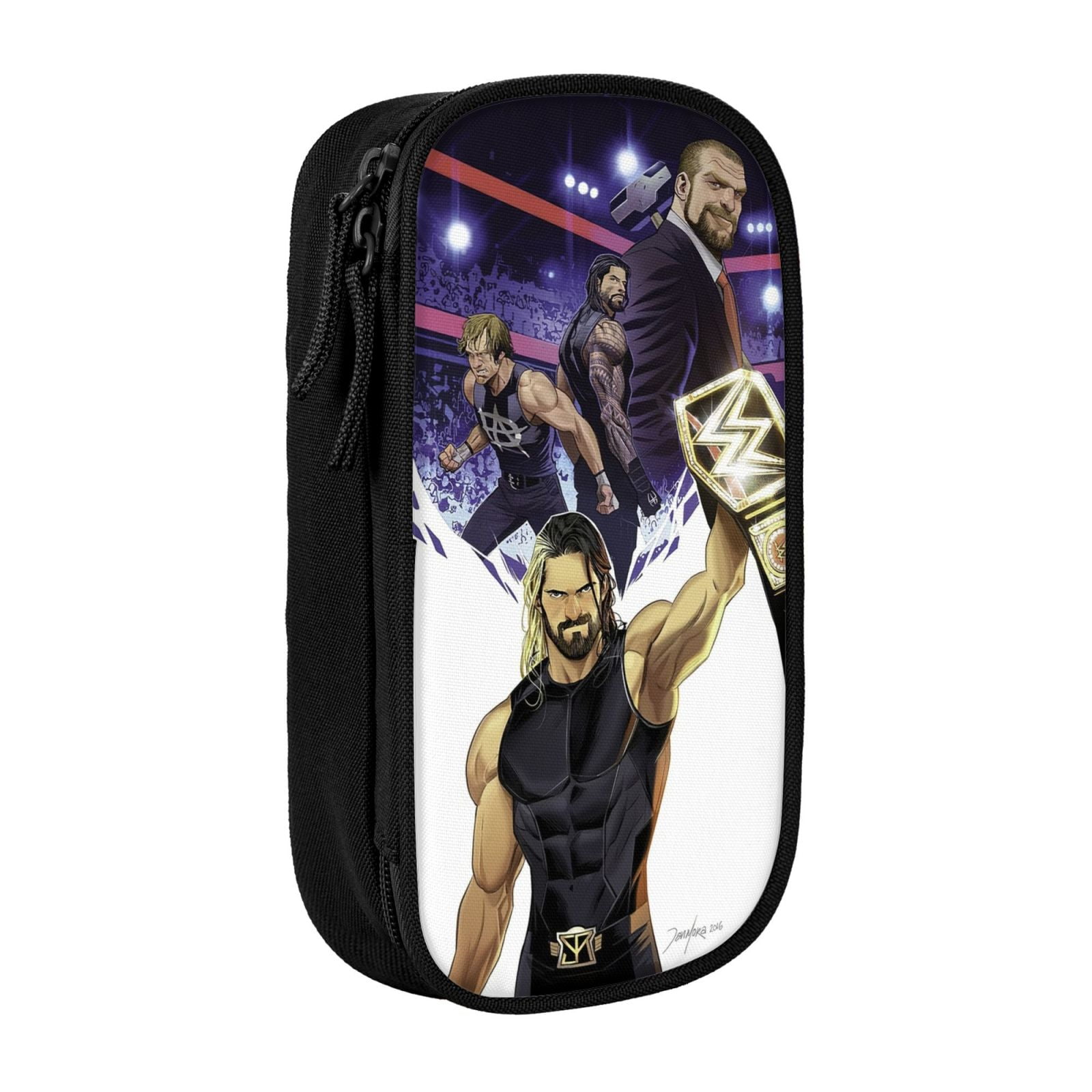 W-We Seth Rollins Pencil Case With Dual Zipper Compartments, Multifunctional Storage Organizer With Inner Pockets And Pen Slots, Compact Pencil Pouch For Travel, Office, Daily Use