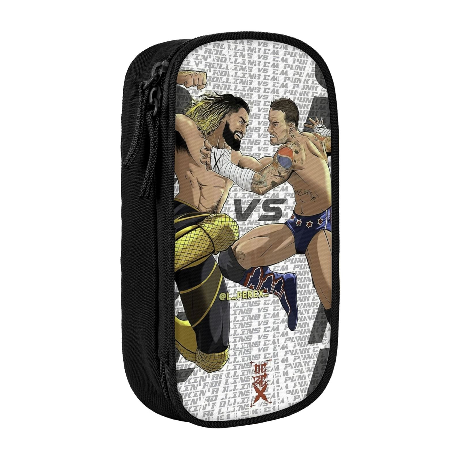 W-We Seth Rollins Pencil Case With Dual Zipper Compartments, Multifunctional Storage Organizer With Inner Pockets And Pen Slots, Compact Pencil Pouch For Travel, Office, Daily Use