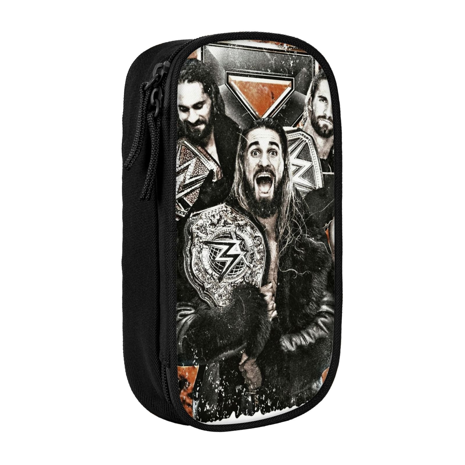 W-We Seth Rollins Pencil Case With Dual Zipper Compartments, Multifunctional Storage Organizer With Inner Pockets And Pen Slots, Compact Pencil Pouch For Travel, Office, Daily Use