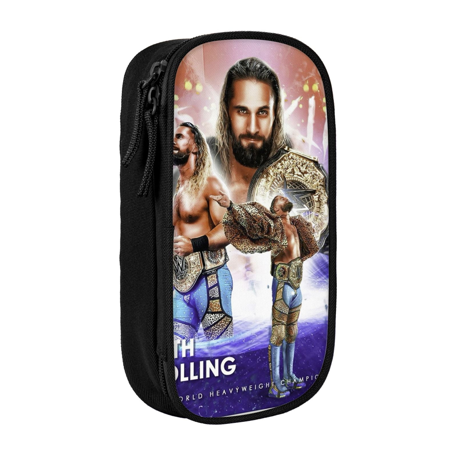 W-We Seth Rollins Pencil Case With Dual Zipper Compartments, Multifunctional Storage Organizer With Inner Pockets And Pen Slots, Compact Pencil Pouch For Travel, Office, Daily Use