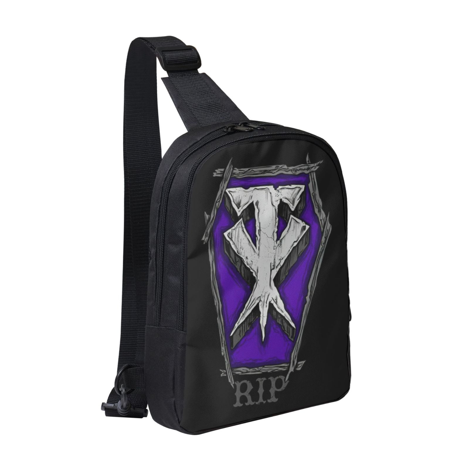W-We The Undertaker Crossbody Sling Bag With Dual Zipper Compartments, Hiking Daypack Shoulder Bag, Water-Resistant Chest Bag Lightweight Small Bag For Daily Use, Travel, Running, Sports
