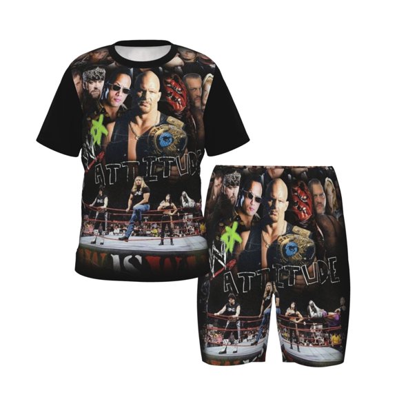 W Wres-Tler We Pajamas Set Cartoon Shirt With Shorts Set Summer Sleepwear For Home Outdoor