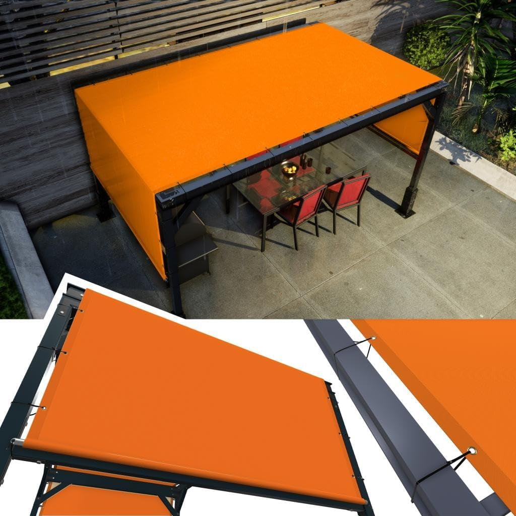 W X 10' L Orange Waterproof Pergola UPF50 Sun Shade Canopy Replacement