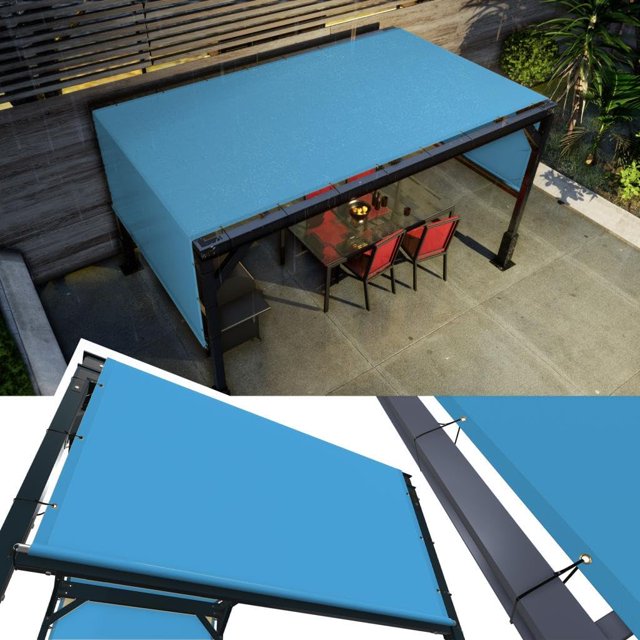 W X 25' L Blue Waterproof Pergola UPF50 Sun Shade Canopy Replacement