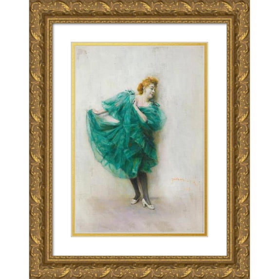Władysław Podkowiński 14x18 Gold Ornate Wood Frame and Double Matted Museum Art Print Titled - A Dancer (1894)