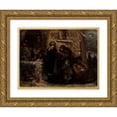 thumbnail image 1 of Władysław Rossowski 24x19 Gold Ornate Framed and Double Matted Museum Art Print Titled - In Front of a Church (1886), 1 of 4