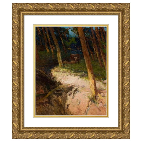 Władysław Wankie 12x14 Gold Ornate Wood Frame and Double Matted Museum Art Print Titled - In the Forest