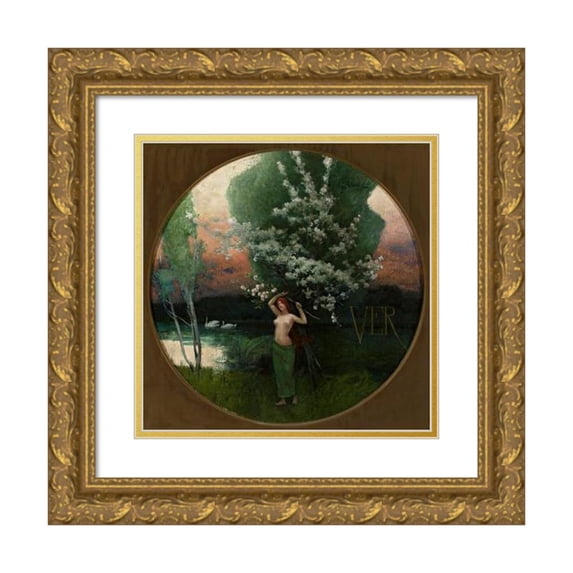 Władysław Wankie 20x20 Gold Ornate Framed and Double Matted Museum Art Print Titled - Springtime