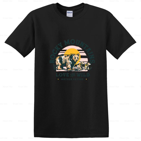 Wéar Rocky Mountains Grizzly Bears Retro Travel Tee, for men & women, up to size 5XL.