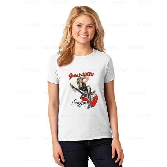 WéarCLOTHING Great White Band T-Shirt Heavy Cotton, Unisex, White, Rock, Hair Metal, 80s , for Unisex, up to size 5XL