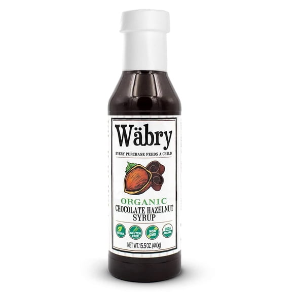 Wbry Organic Chocolate Hazelnut GGA1 Syrup - 15.5oz (439g), Chocolate Syrup for Pancakes and Waffles, Drinks and Ice cream, Vegan Mocha Syrup for Coffee, Non-GMO & Dye-Free - BPA Free Bottle
