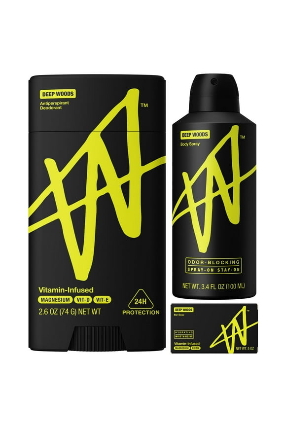 by Jake Paul Deep Woods Scent Bundle: Sweat-Protection Deodorant + Odor Blocking Body Spray + Hydrating & Moisturizing Soap Bar