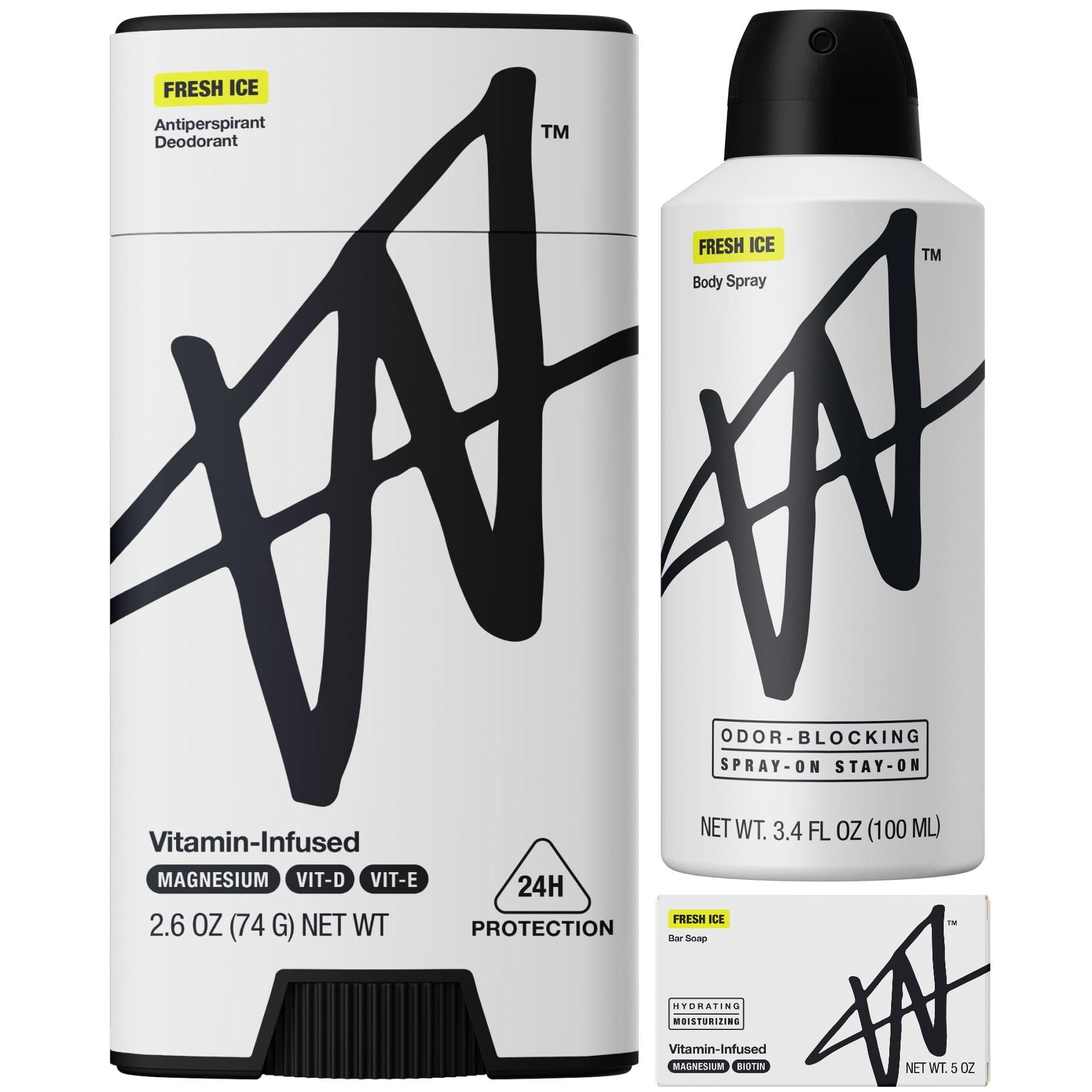 W by Jake Paul Fresh Ice Scent Bundle: Sweat-Protection Deodorant + Odor Blocking Body Spray + Hydrating & Moisturizing Soap Bar