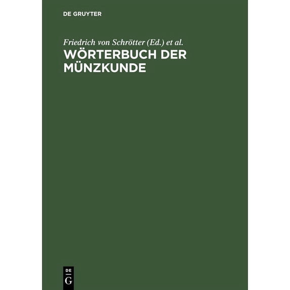Wörterbuch Der Münzkunde (Hardcover)
