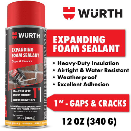 Würth 12oz Expanding Foam Sealant for Gaps and Cracks Up to 1 Inch - Insulating Spray Foam