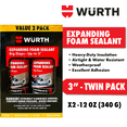 thumbnail image 1 of Würth Expanding Foam Sealant Value 2-Pack - Big Gaps up to 3 Inches, 2 x 12 oz Insulating Spray Foam Cans, 1 of 9