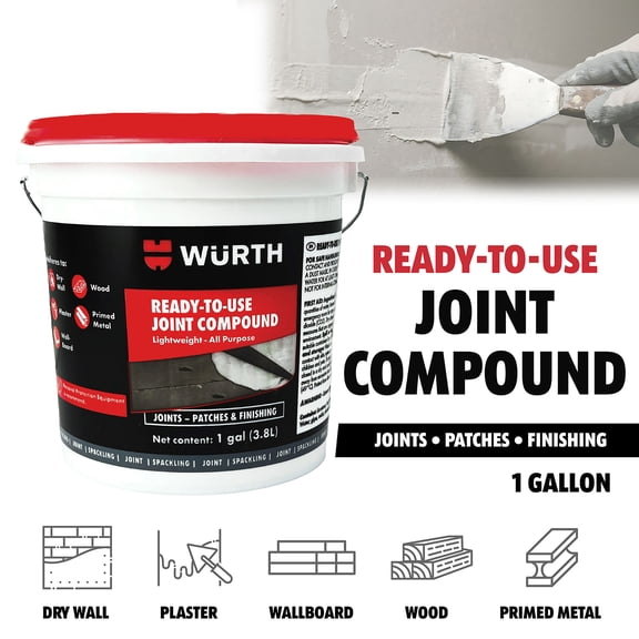 Würth Ready-to-Use Lightweight Joint Compound, 1 gal, Gypsum, Pre-Mixed