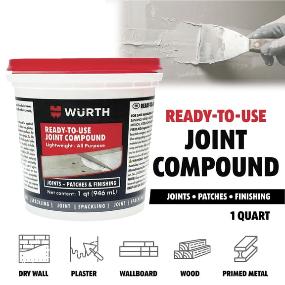 Würth Ready-to-Use Lightweight Joint Compound, 32oz (1 Quart), Pre-Mixed