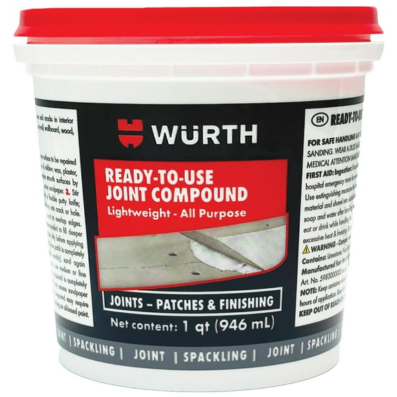 Würth Ready-to-Use Lightweight Joint Compound, 32oz (1 Quart), Pre-Mixed
