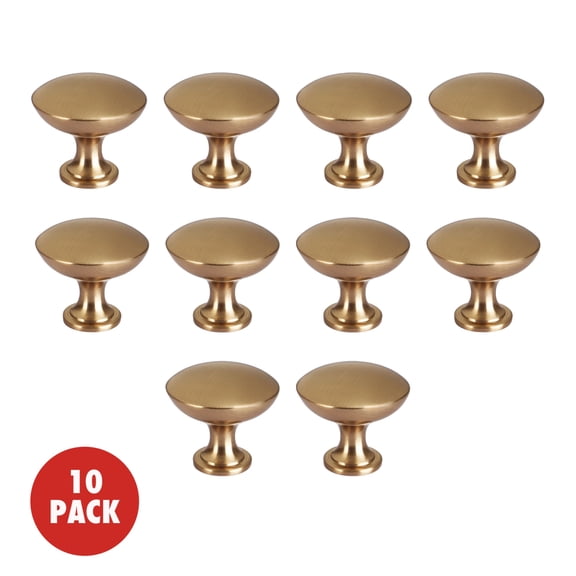 Würth Satin Champagne Round Mushroom Cabinet Knob, 10 Pack