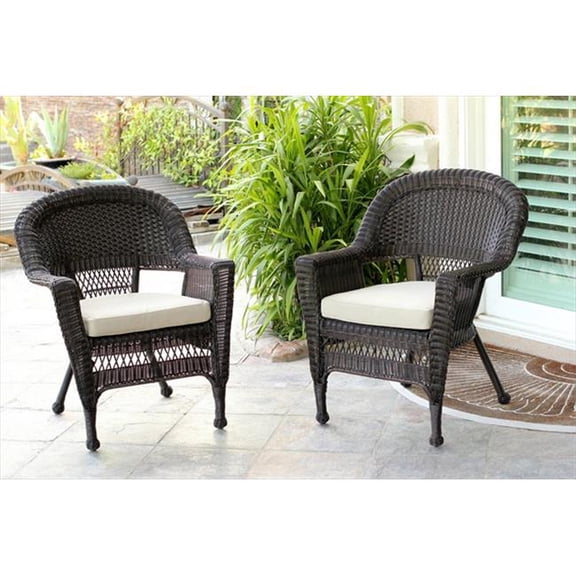 W00205R-C-2-FS006 Honey Rocker Wicker Chair With Tan Cushion - Set 2