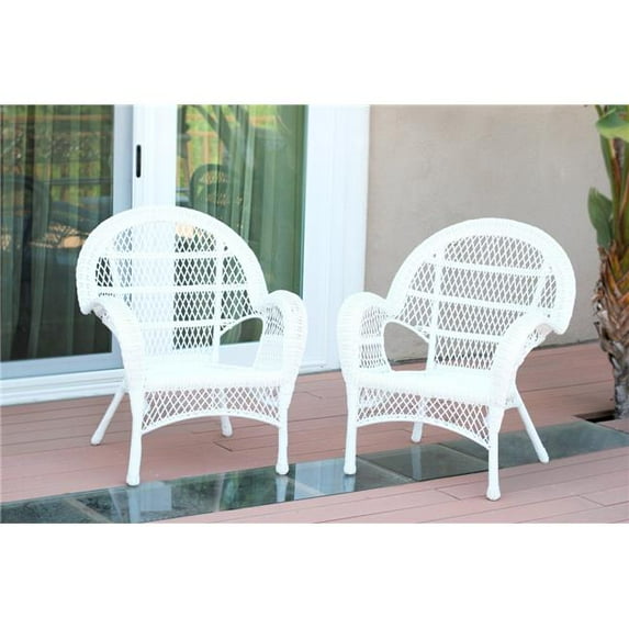 W00209-C-2 White Wicker Chair - Set of 2