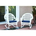 thumbnail image 1 of W00209-R-2-FS011-CS White Wicker Rocker Chair with Blue Cushion - Set of 2, 1 of 1