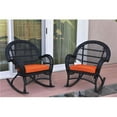 thumbnail image 1 of W00211-R-2-FS016 Santa Maria Black Wicker Rocker Chair with Orange Cushion - Set of 2, 1 of 1