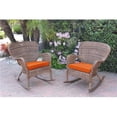 thumbnail image 1 of W00212-R-2-FS016 Windsor Honey Resin Wicker Rocker Chair with Orange Cushion - Set of 2, 1 of 1