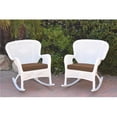 thumbnail image 1 of W00213-R-2-FS007 Windsor White Resin Wicker Rocker Chair with Brown Cushion - Set of 2, 1 of 1