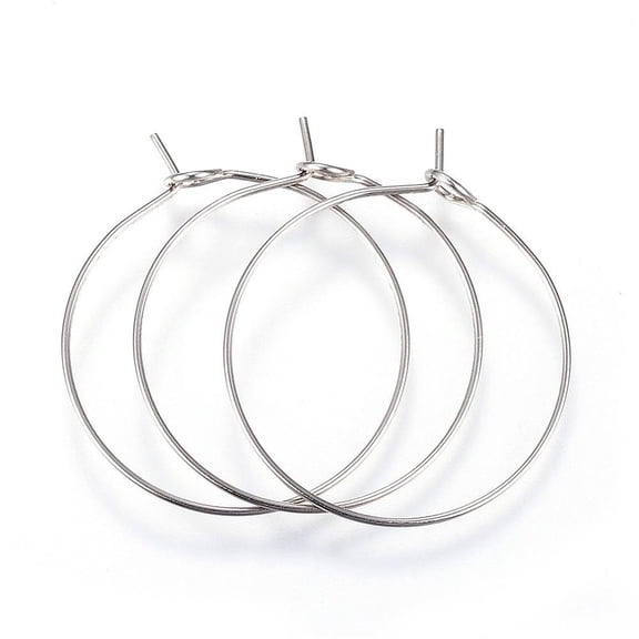 W029 - 20 pcs. 316L Surgical Stainless Steel Wine Charm / Earwire Hoop Rings - 25mm - 20 Gauge (0.8mm Thick) - Hypoallergenic! Tarnish Resistant!
