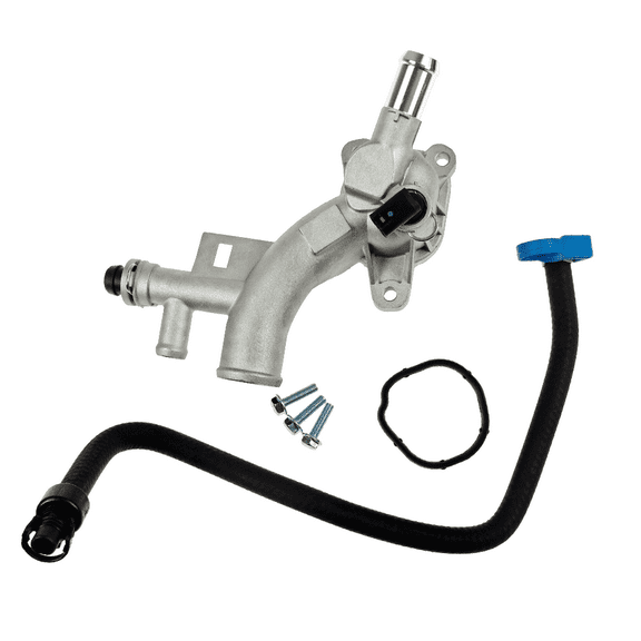 Aluminum Engine Coolant Thermostat Housing Water Outlet w/Inlet Hose | Fit for Chevrolet (Chevy) Cruze Sonic Trax, Buick Encore 1.4L | OE 25193922 1511105 55596898 902-846 13251447