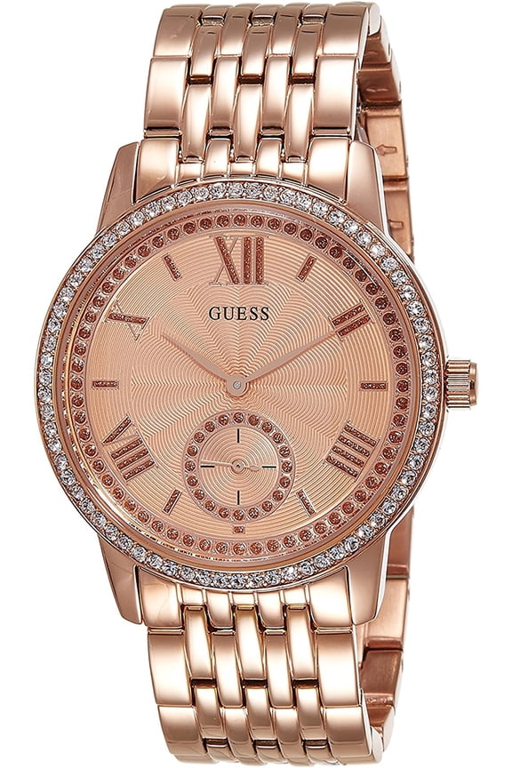 W0573L3,Ladies Dress Elegant,Rose Gold Tone,Crystal Accented Bezel,30m WR