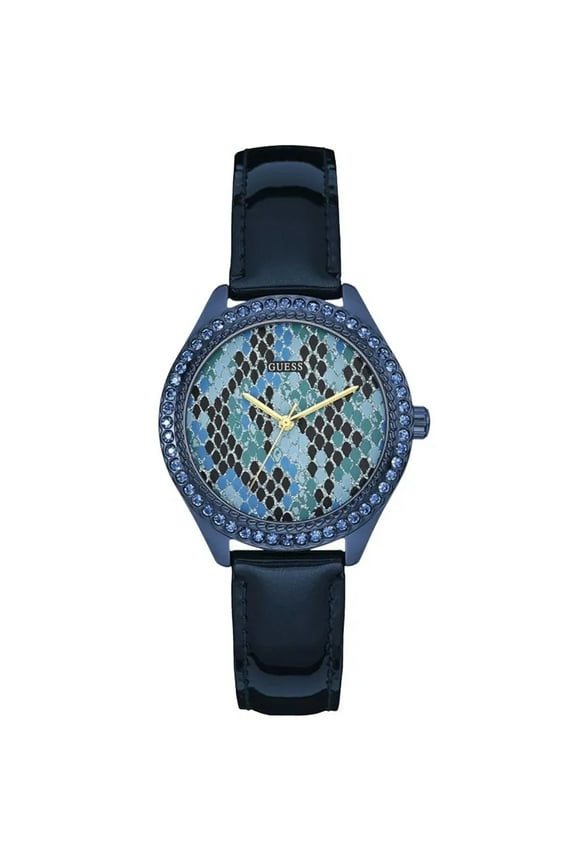 W0626L3 Women's Blue Leather Band With Multicolor Analog Dial Watch NWT