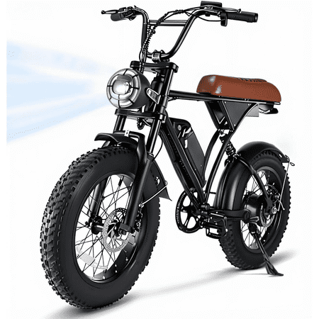 W1-CycRun Electric Bike for Adults 750W Motor with 36V 10.4 Battery, 20MPH 55Miles Moped Style Ebike for Adults, 20" Fat Tire Commuting Off Road Mountain Ebike