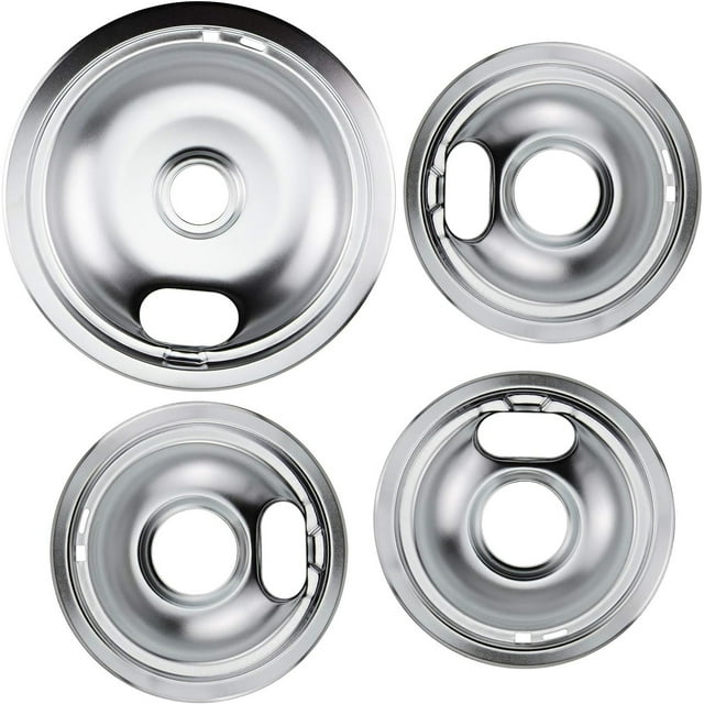 W10196405 W10196406 Chrome Drip Pans Kit for Whirlpool Electric Range
