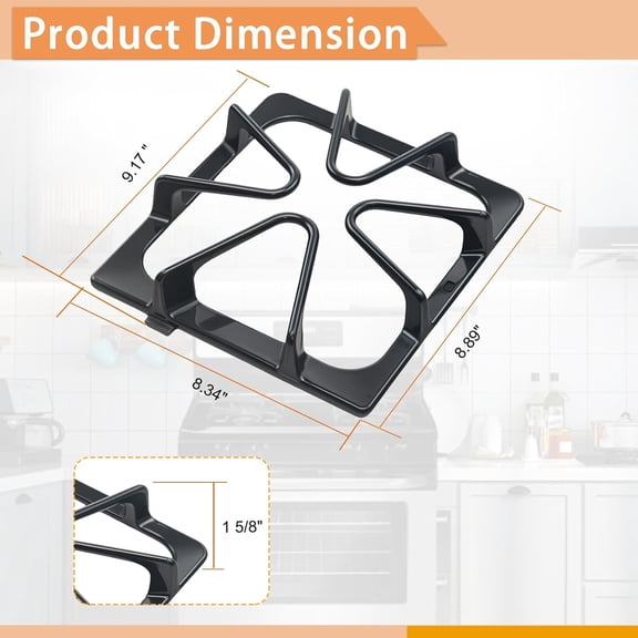 W10447925 Stove Grates  for  Gas Range, Cast Iron  Rack Set 4 Pack Compatible with  Amana Inglis