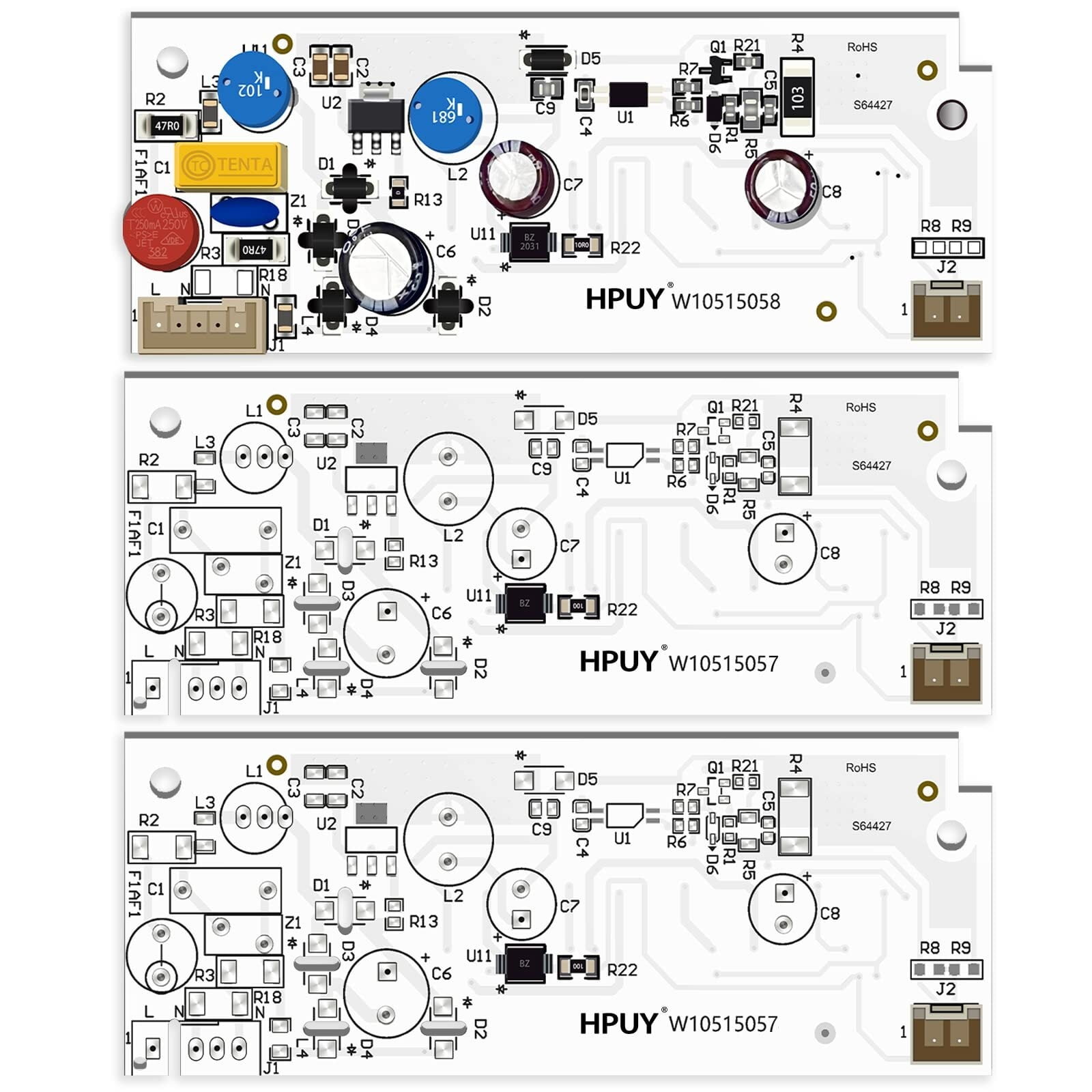 W10515058 Led Light and W10515057 Refrigerator Led Light 2PCS Compatible for Kenmore Maytag Whirlpool Refrigerator Light Replace WPW10515058 WPW10515057 wrs325fdam04 wrs325fdam02 No-Include Cover