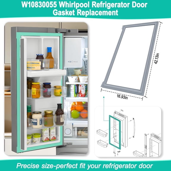W10830055 Refrigerator Door Seal Replacement - Upgraded and Reliable Material with Thickened Magnetic Strip for Effective Sealing