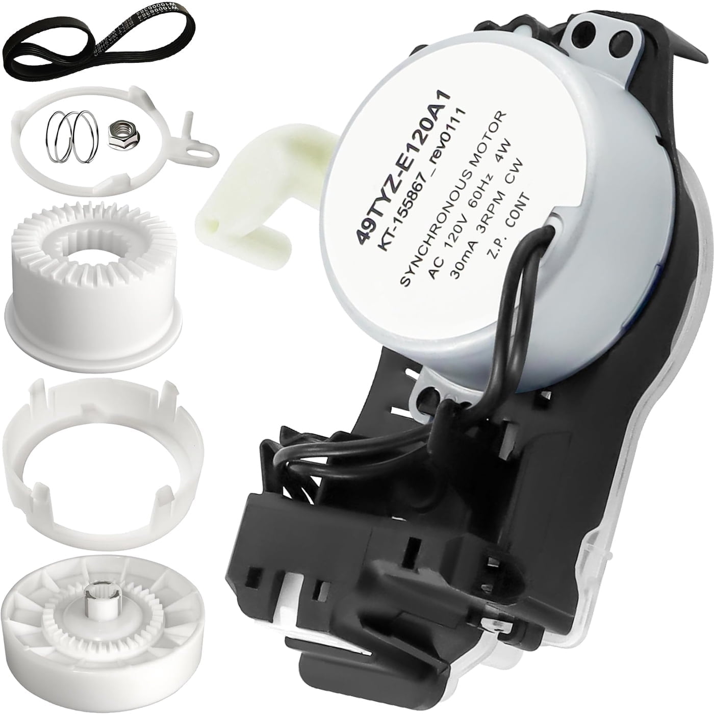 W10913953 49tyz-e120a1 Washer Shift Actuator with W10721967 Washer Pulley Clutch Kit W10006384 Drive Belt Compatible with Top Load Washers Washing Machine