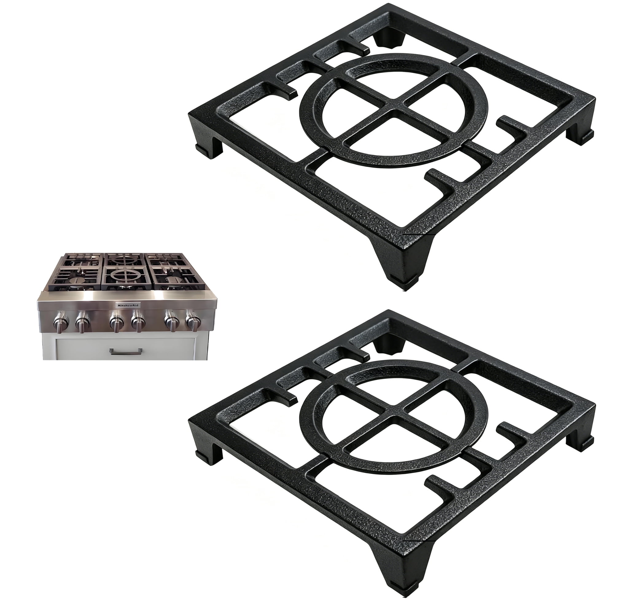 W11380124-2 Pcs  Burner Grate Replacement for Whirlpool KitchenAid Gas Range Cast Iron 2 Pcs