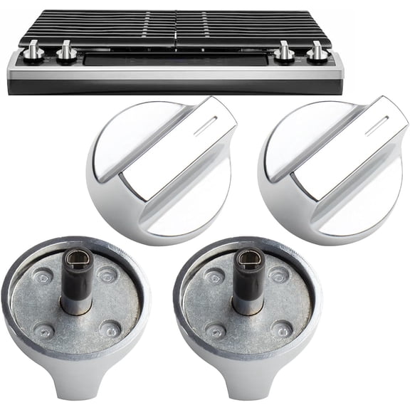 W11517334 Range Knob for Whirlpool Gas Stove Oven WEG745H0FS0 WEG515S0FS0, 4-Pack High Heat-Resistant - D Interface Stainless Steel Easy to Install Replace W11122869 W10850033