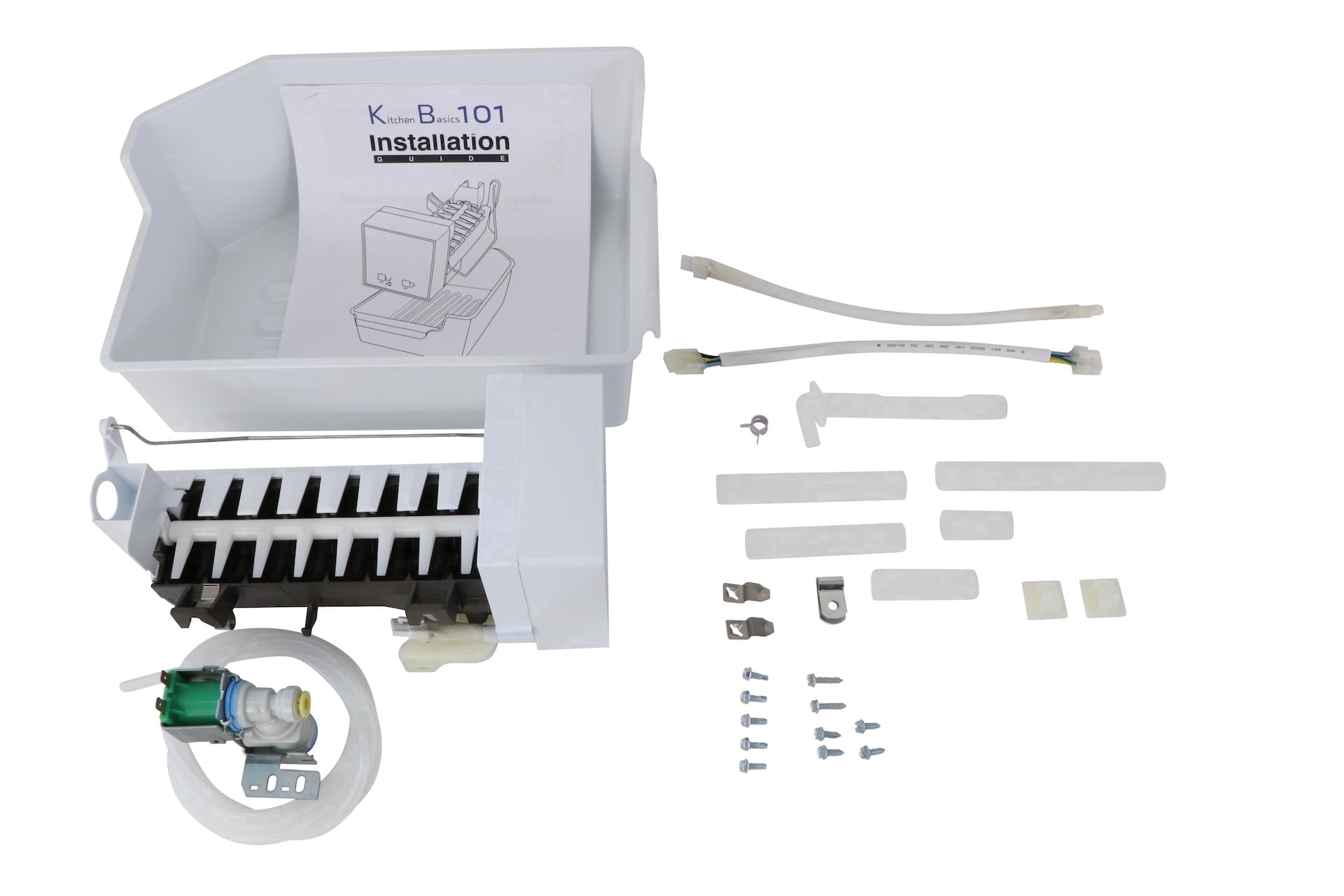 W11729596 Ice Maker Kit for Whirlpool, Kenmore,Replaces W11510803 W11517113 W11534202 W11534203 W11698621 W11698624 w 5 or 8 PIN Connectors Ice Bin Inlet Valve Fill Tube by Kitchen Basics 101